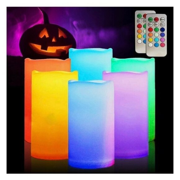 Salipt LED Multi Colored Flameless Candles, LED Flickering Candles Set of 6 EUC - Picture 1 of 12